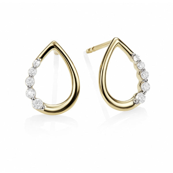 9ct Yellow Gold 0.10ct diamond pear shape studs
