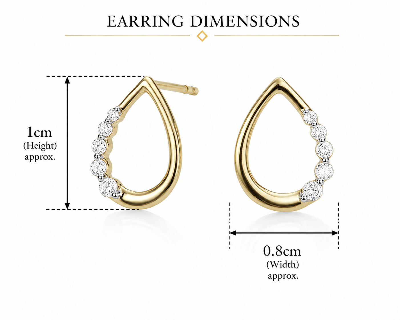 9ct Yellow Gold 0.10ct diamond pear shape studs