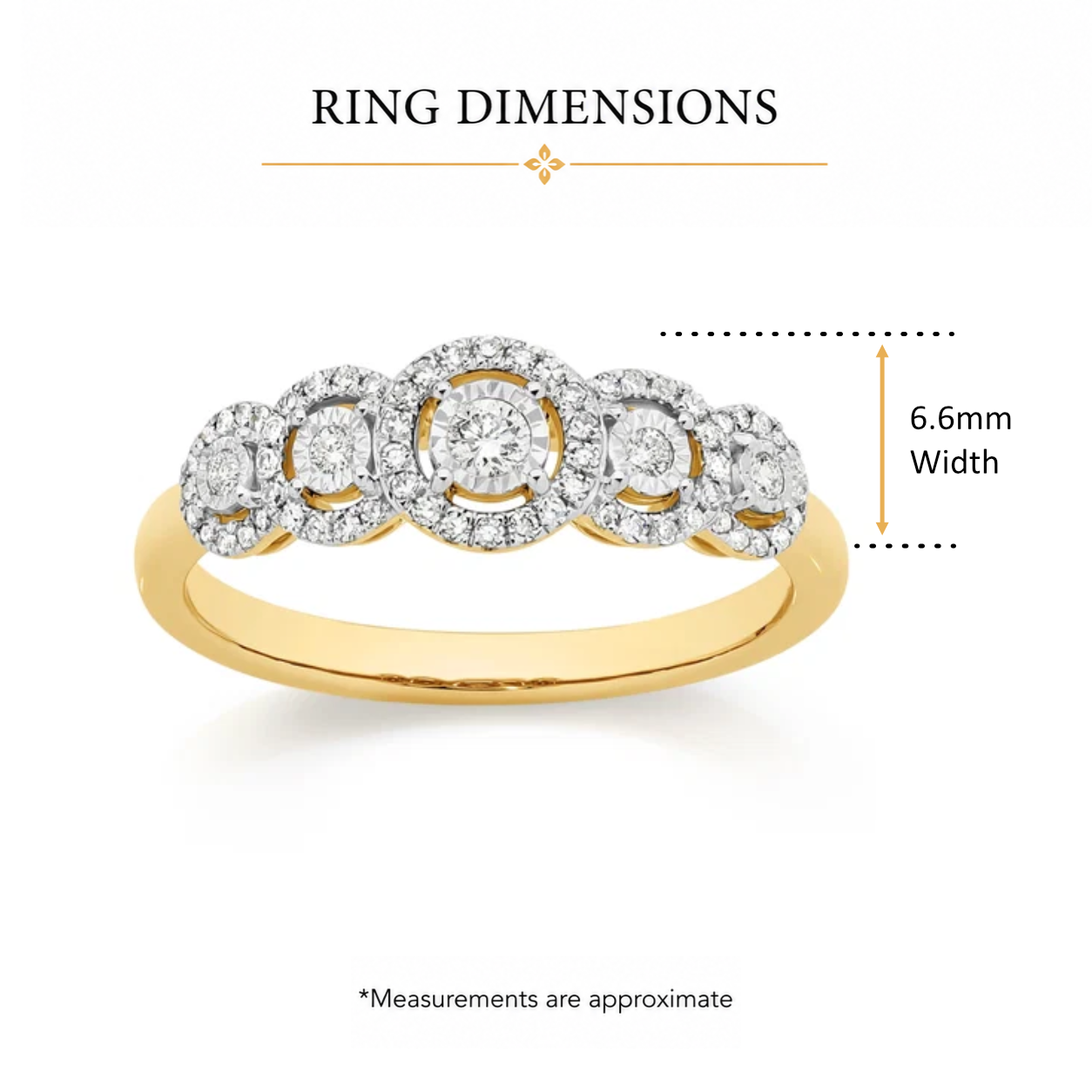 9ct Yellow Gold 0.25ct Diamond Miracle Plate Halo Ring
