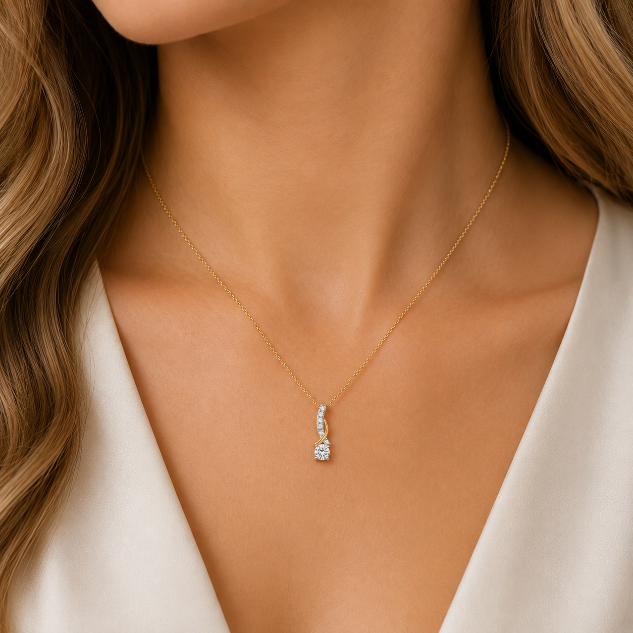 9ct Yellow Gold 0.30ct Lab Grown Diamond Crossover Slider Pendant