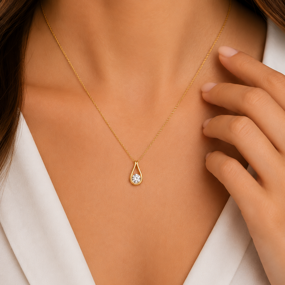 9ct Yellow Gold 0.50ct Lab Grown Diamond Droplet Pendant