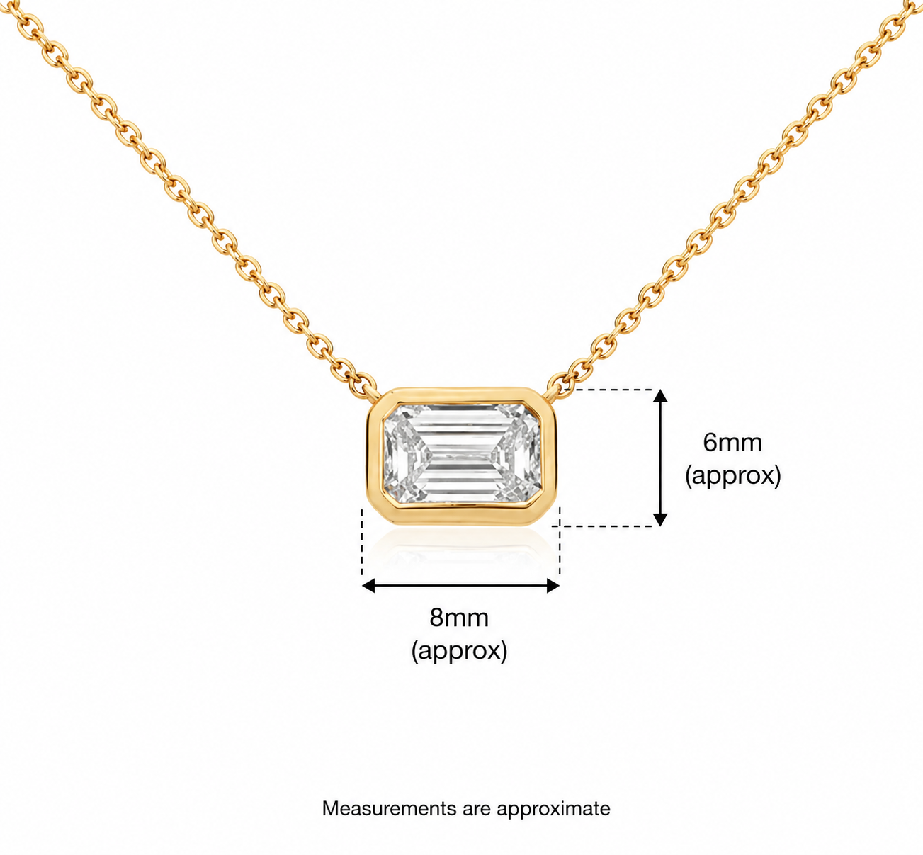 9ct Yellow Gold 1.00ct Emerald Cut Lab Grown Diamond Necklet
