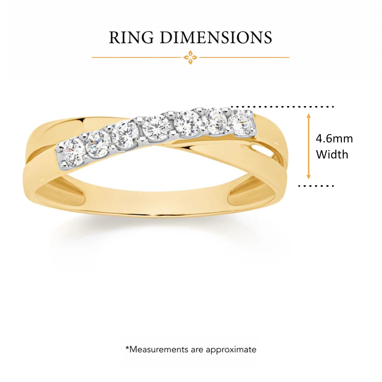 9ct Yellow Gold Cubic Zirconia Crossover Ring