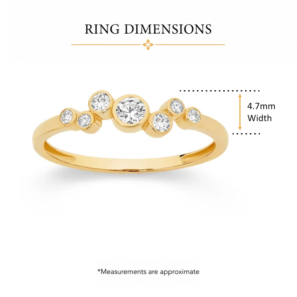 9ct Yellow Gold Cubic Zirconia Scatter Ring