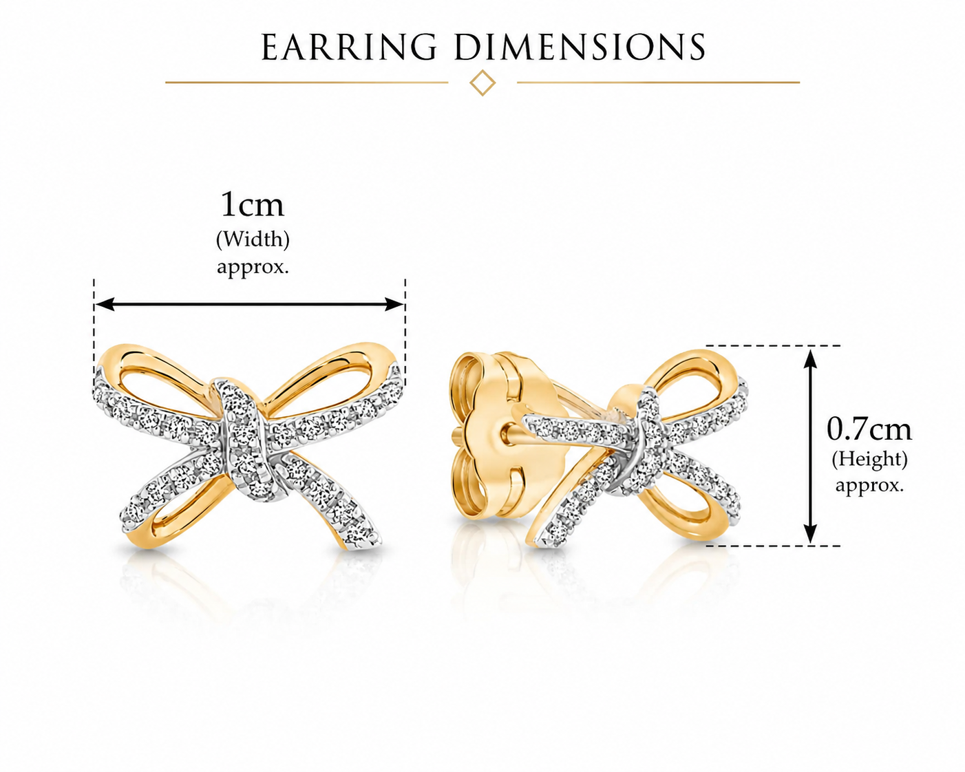 9ct Yellow Gold Diamond Bow Studs