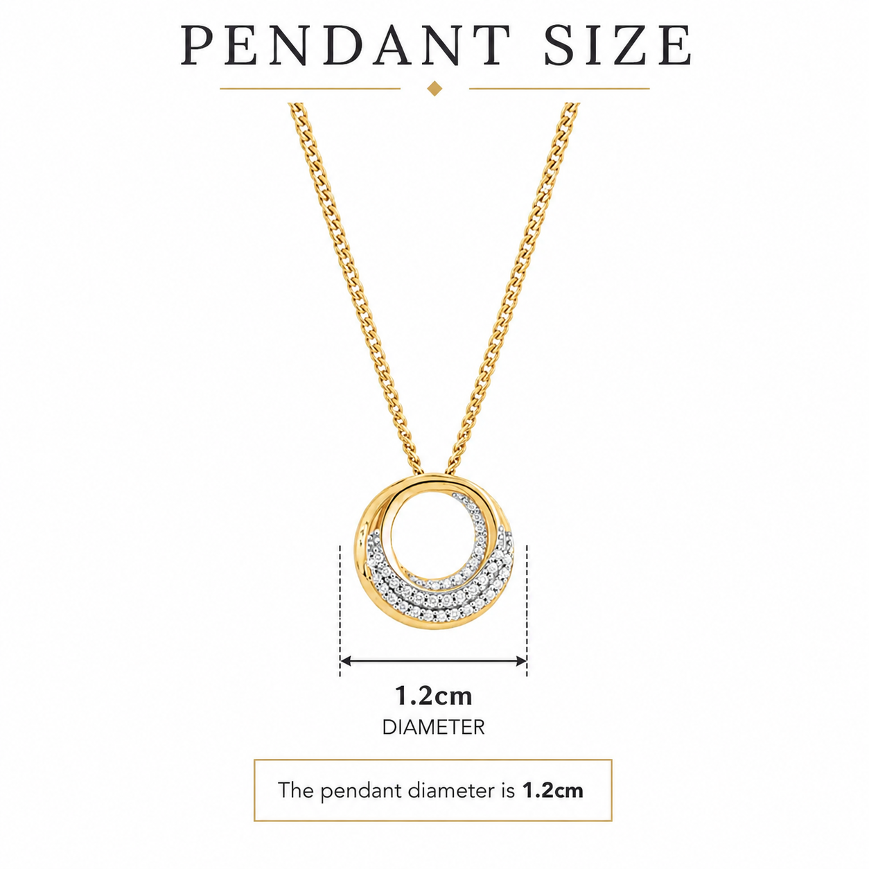 9ct gold 0.10ct diamond tapered circle slider pendant