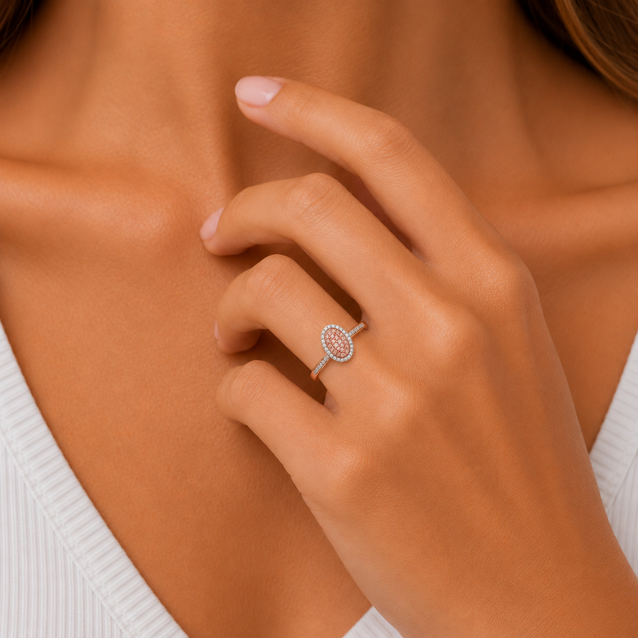 9ct rose gold 0.25ct Natural Australian Pink Diamond ring