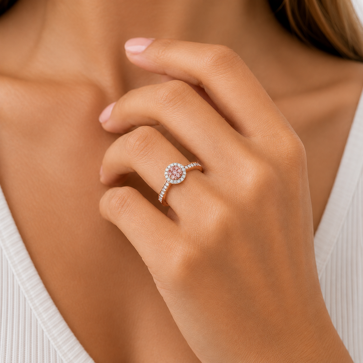 9ct rose gold 0.50ct Natural Australian Pink Diamond ring