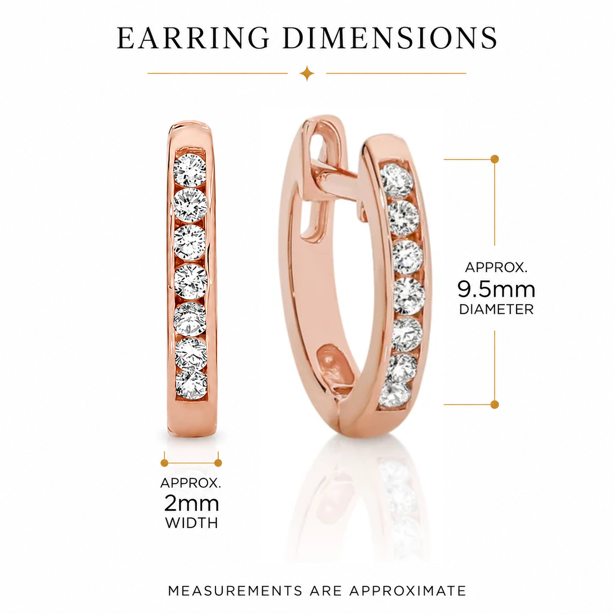 9ct rose gold channel set cubic zirconia huggie earrings