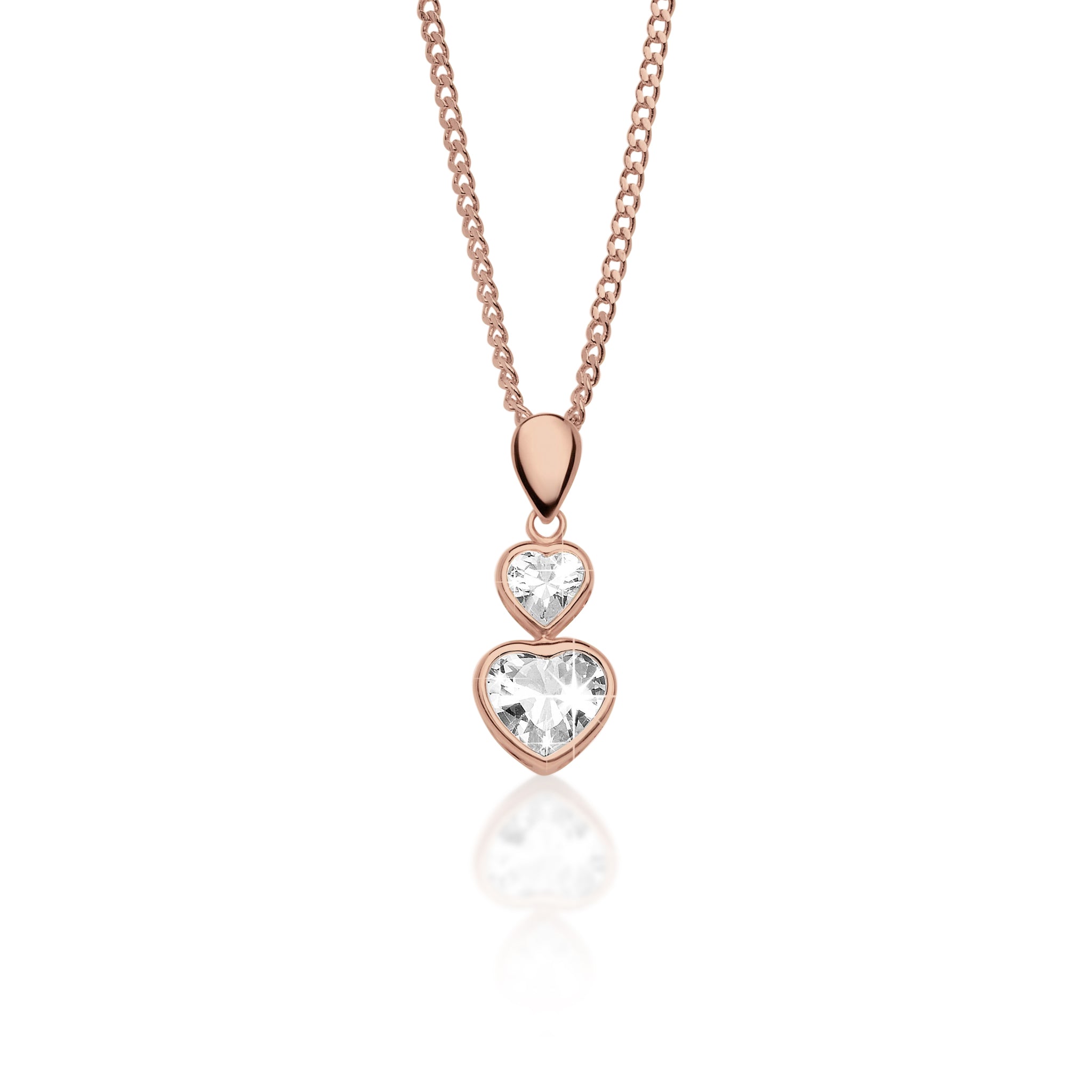 9ct rose gold stone set heart cubic zirconia pendant