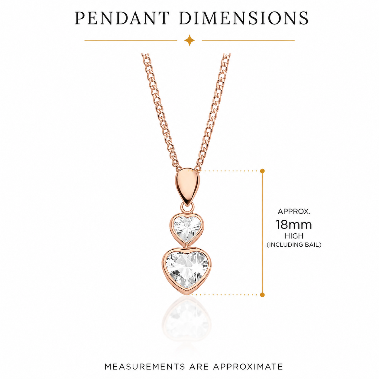 9ct rose gold stone set heart cubic zirconia pendant