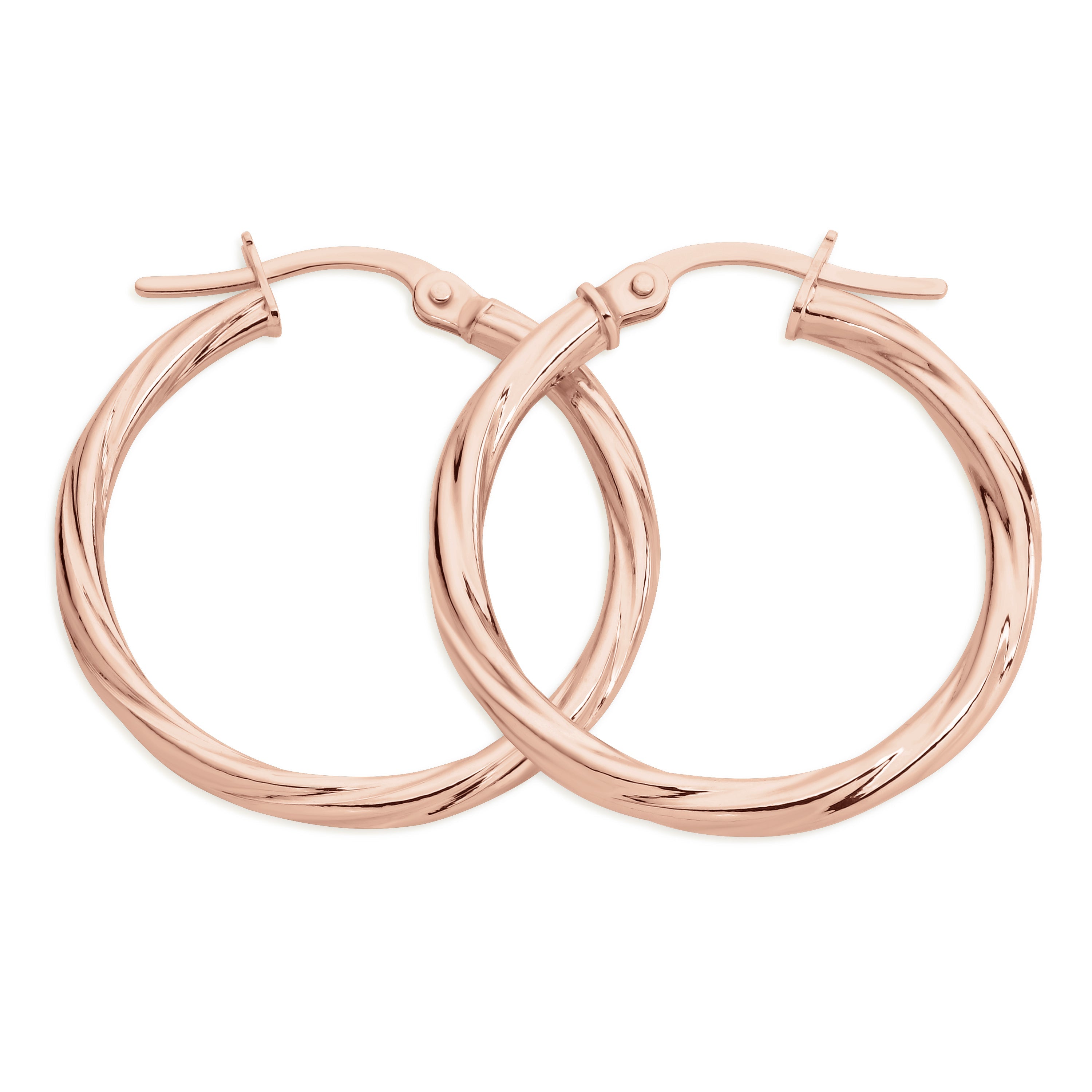 9ct rose gold twist 20mm hoop