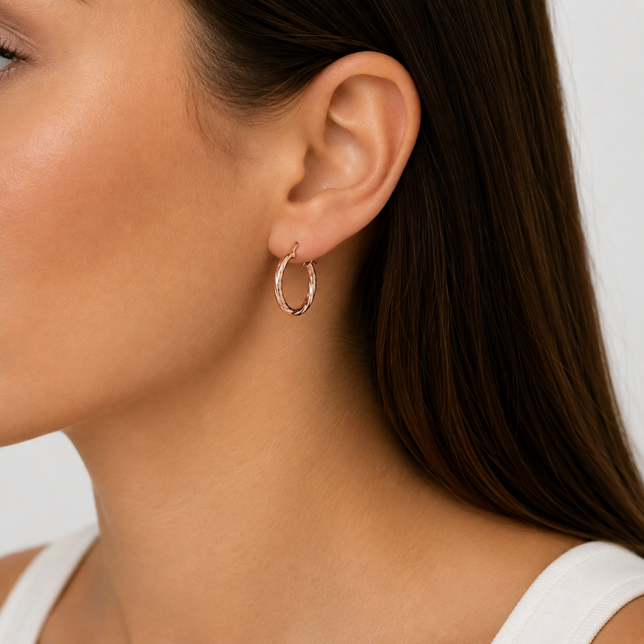 9ct rose gold twist 20mm hoop