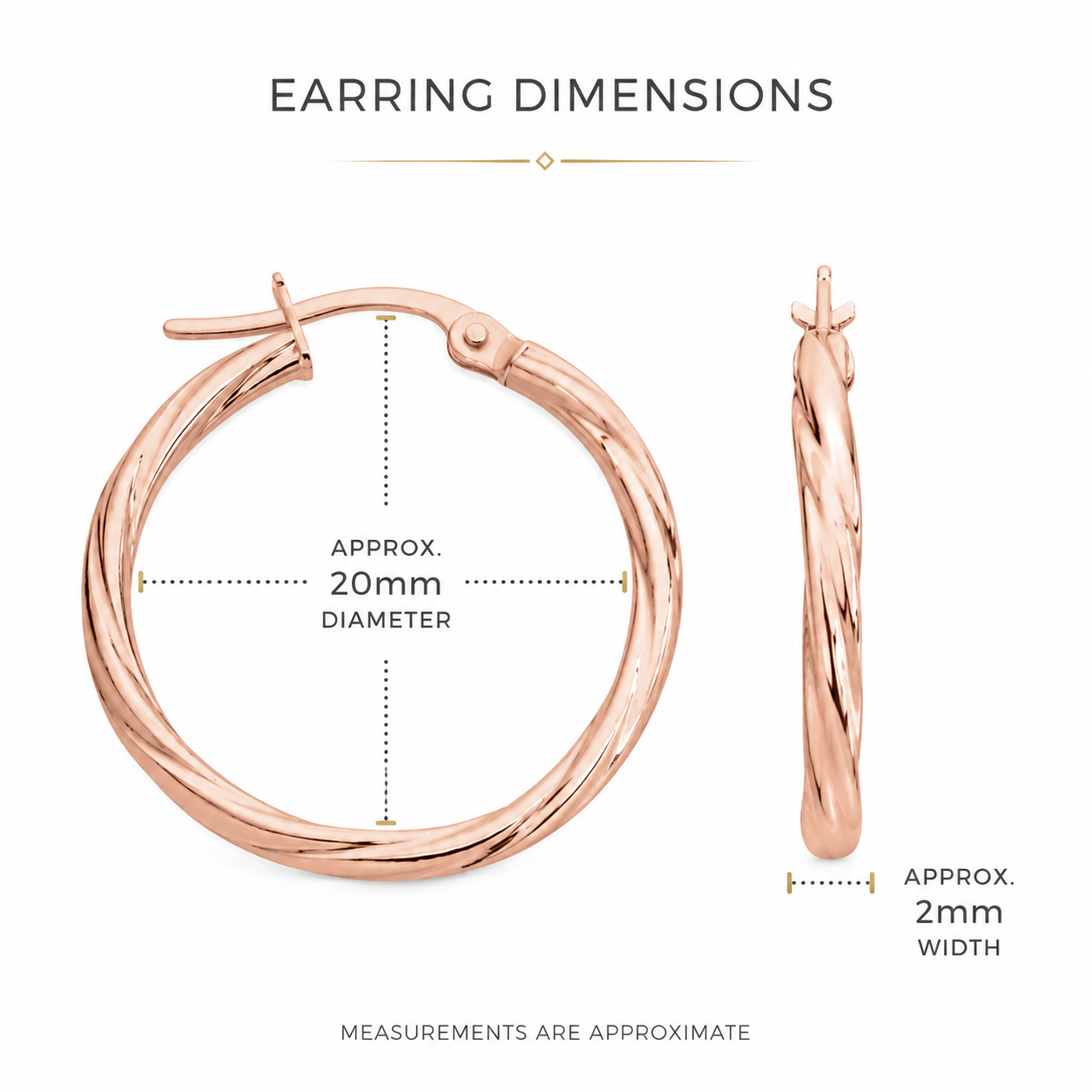 9ct rose gold twist 20mm hoop