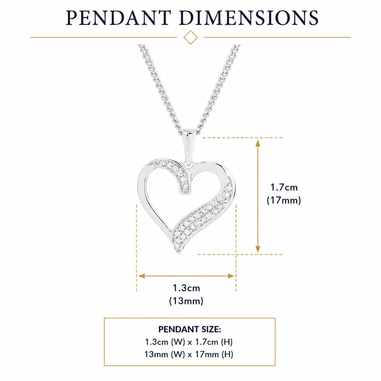 9ct white gold 0.03ct diamond heart pendant