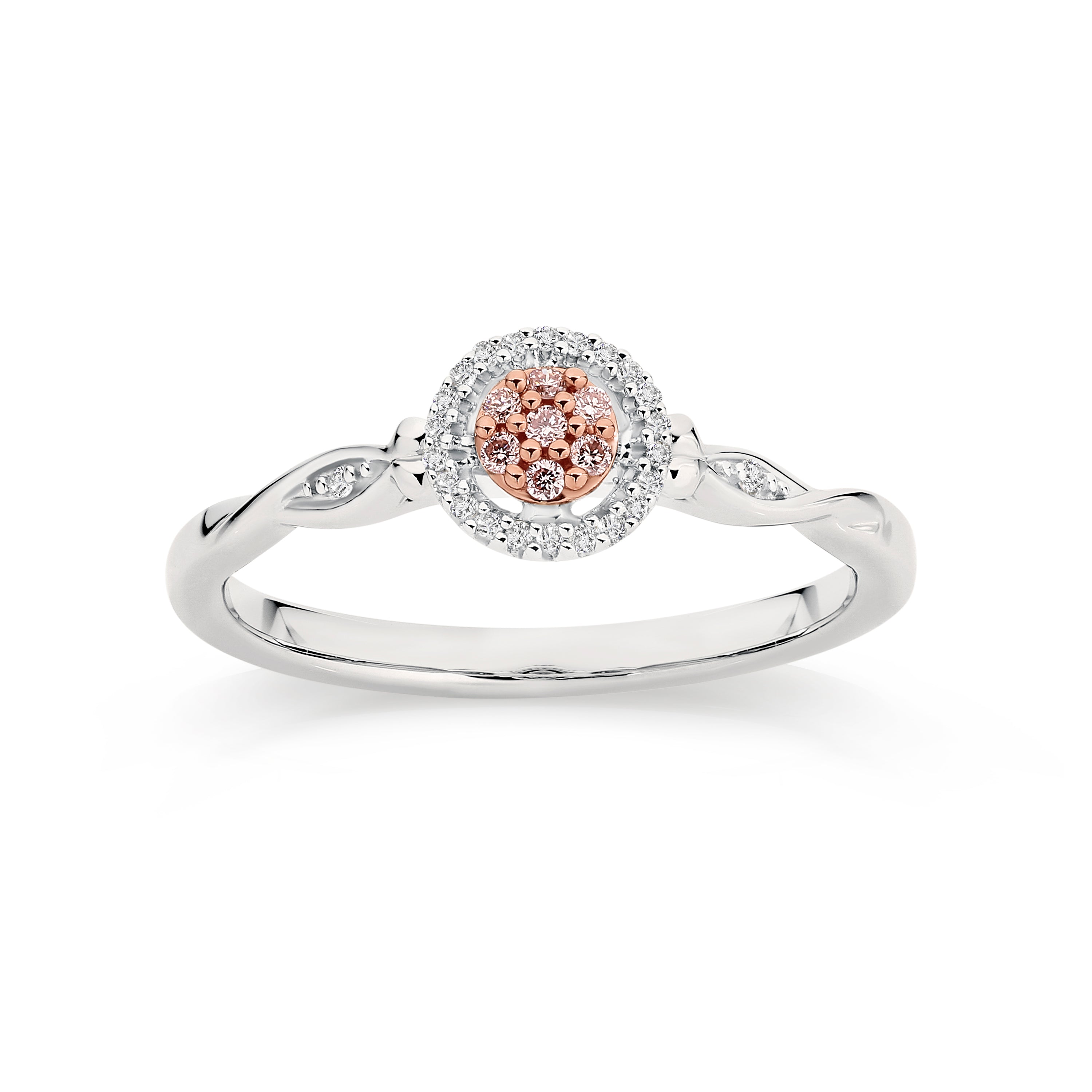 9ct white gold 0.10ct Australian pink diamond ring