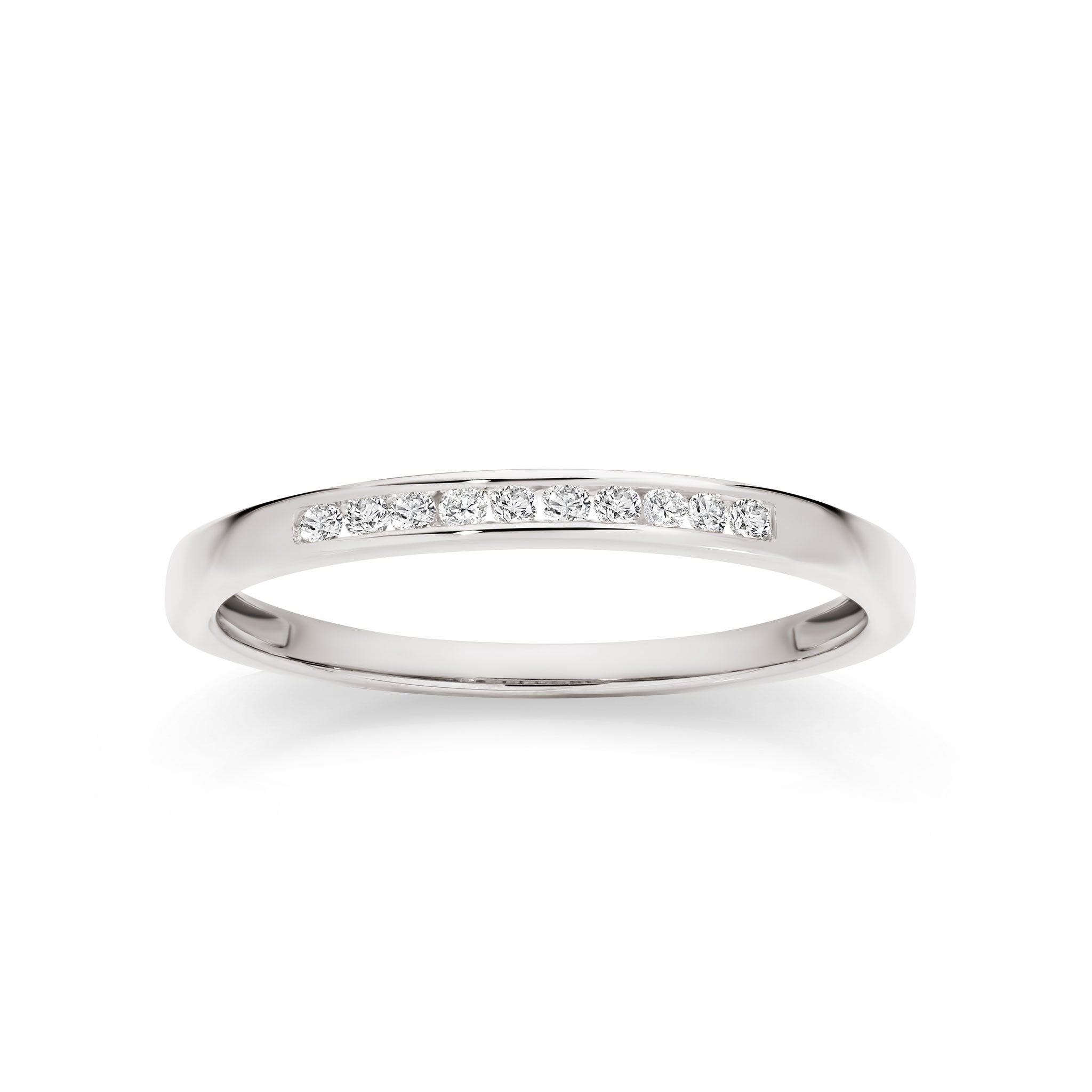 9ct white gold 0.10ct diamond channel set ring