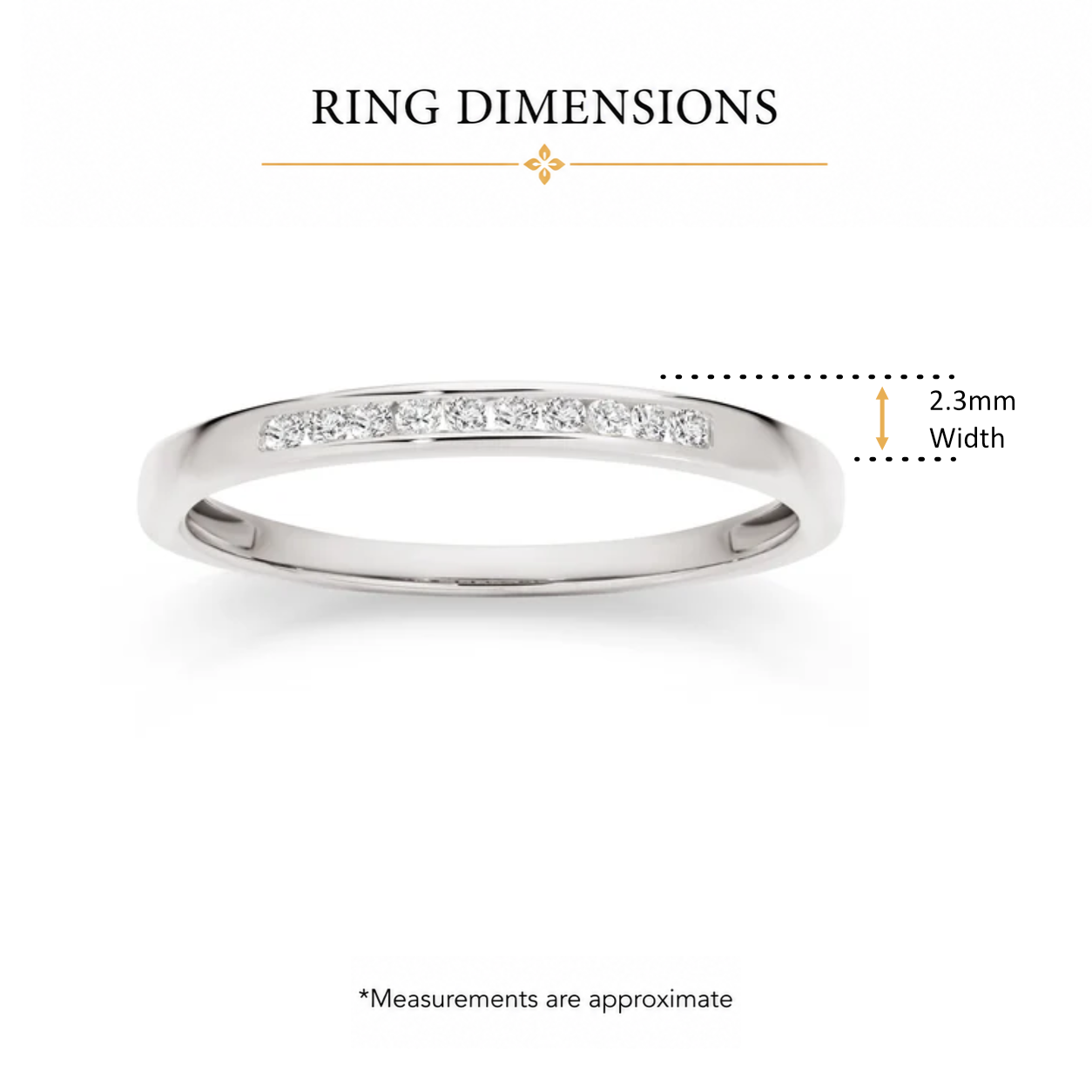 9ct white gold 0.10ct diamond channel set ring