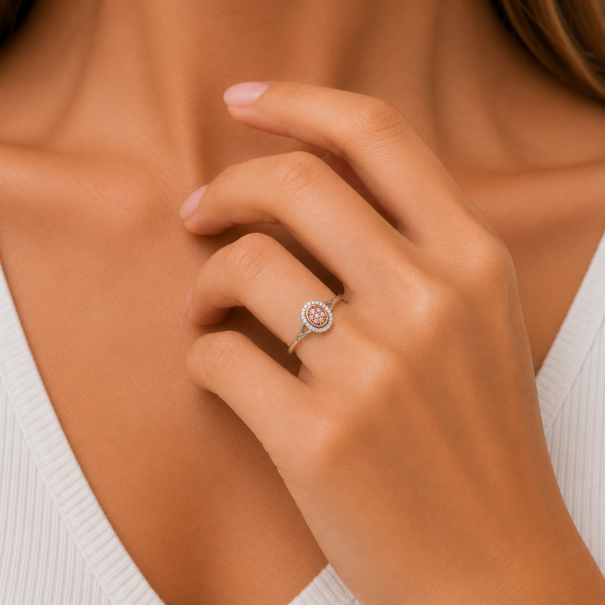 9ct white gold 0.12ct Natural Australian Pink Diamond ring