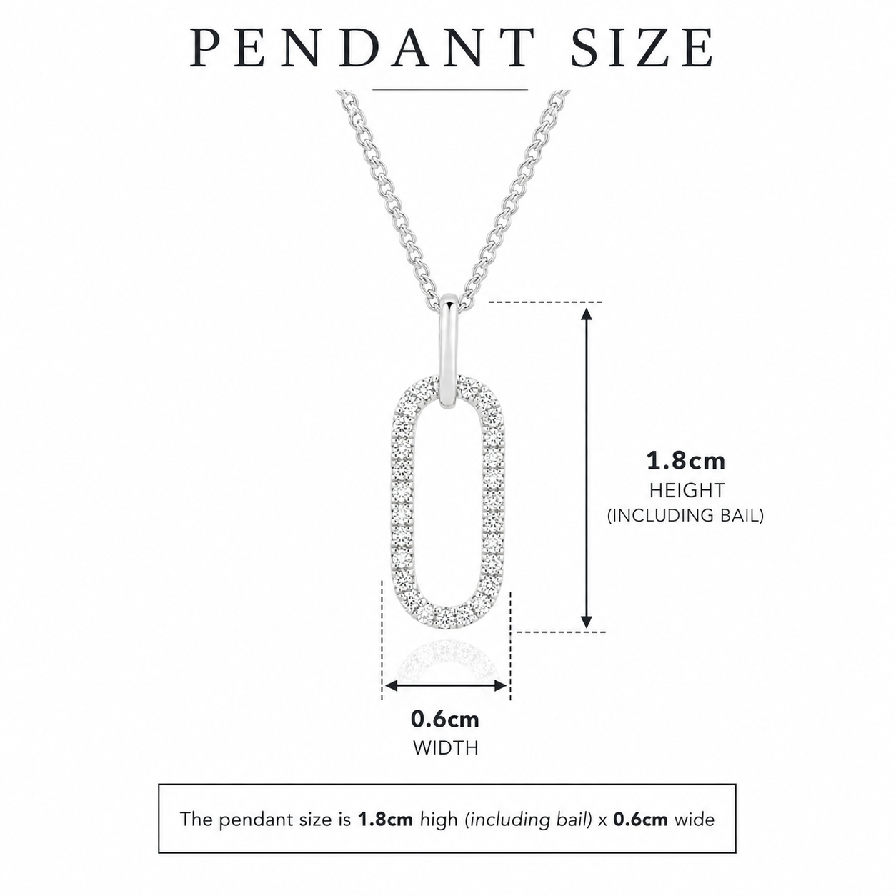 9ct white gold 0.15ct diamond paperclip drop pendant
