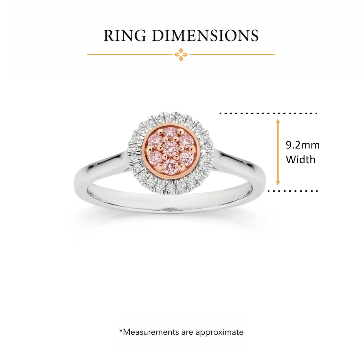 9ct white gold 0.25ct Australian pink diamond ring