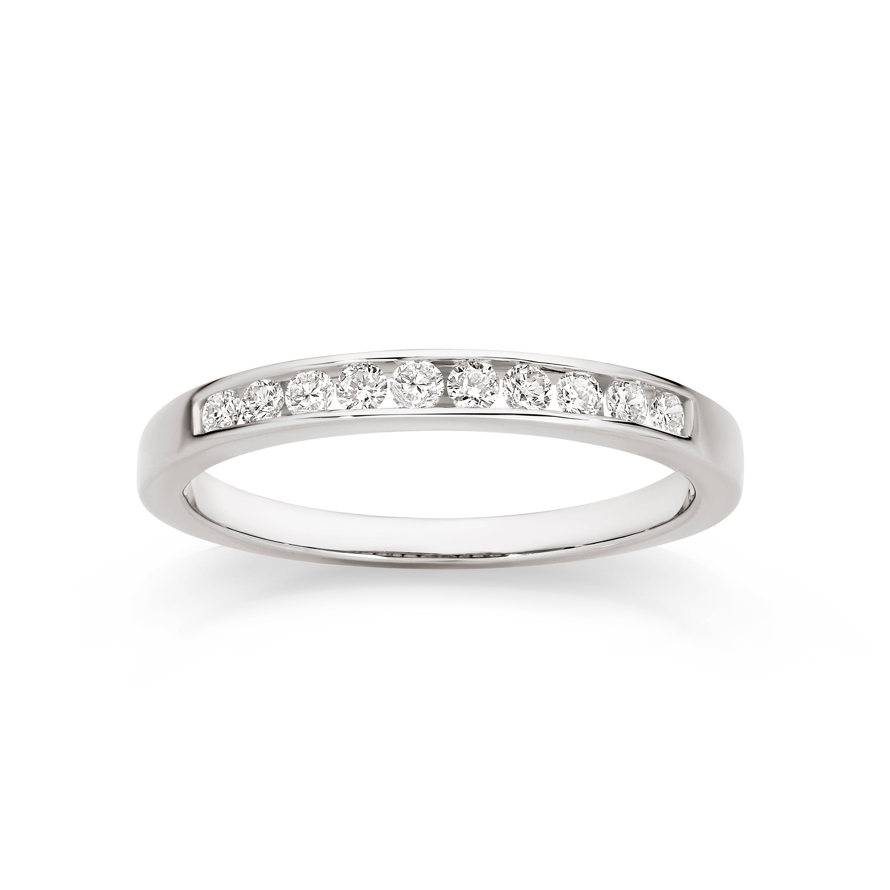 9ct white gold 0.25ct diamond channel set ring