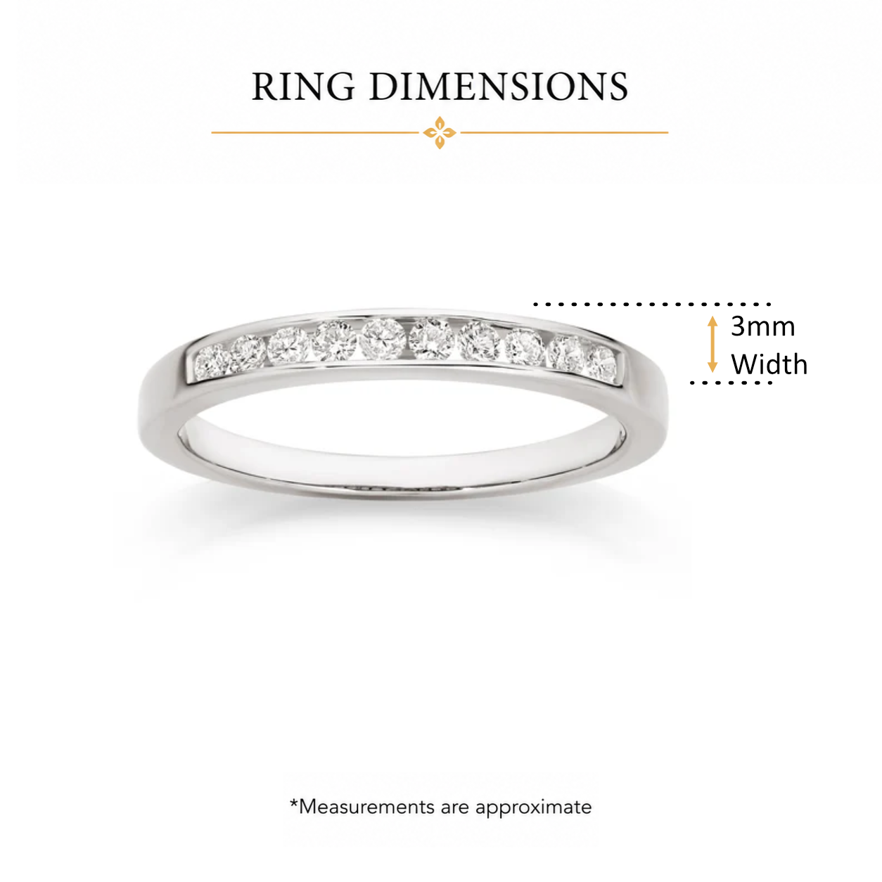 9ct white gold 0.25ct diamond channel set ring