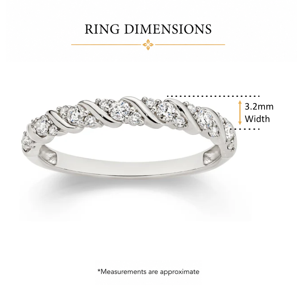 9ct white gold 0.33ct diamond rope twist ring