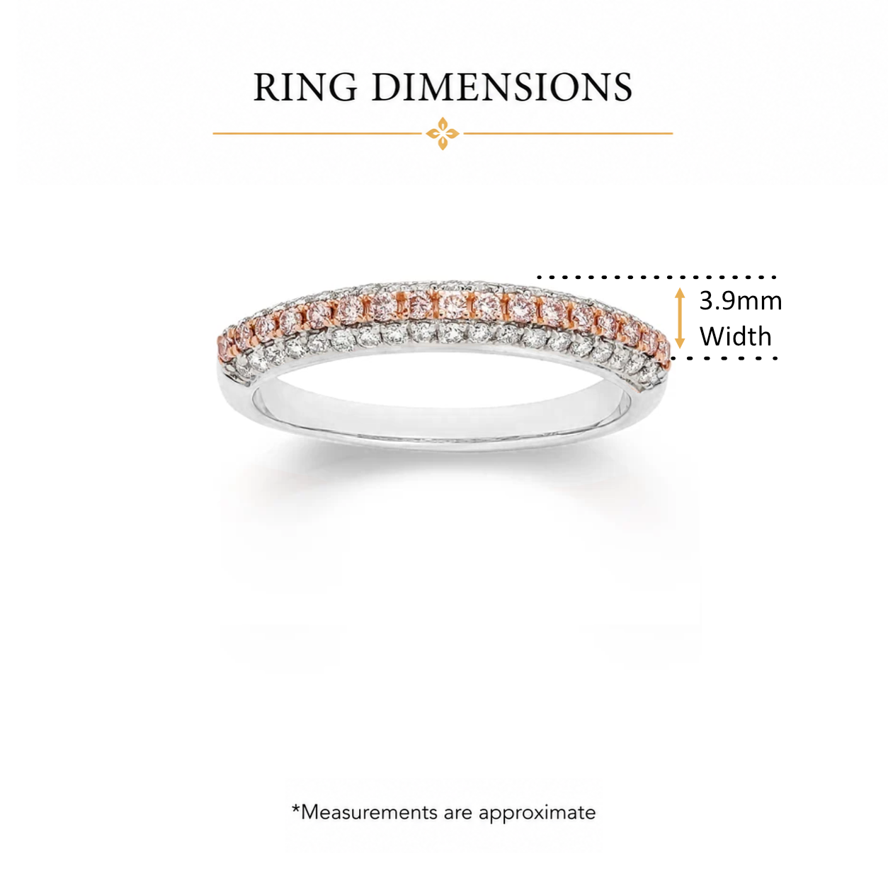 9ct white gold 0.50ct Natural Australian Pink Diamond dome band ring