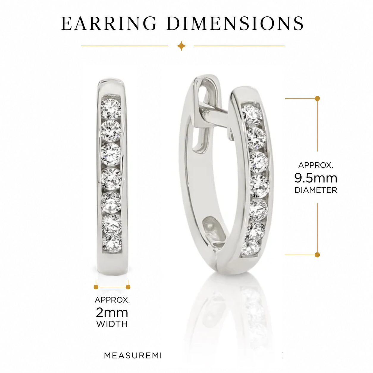 9ct white gold channel set cubic zirconia huggie earrings