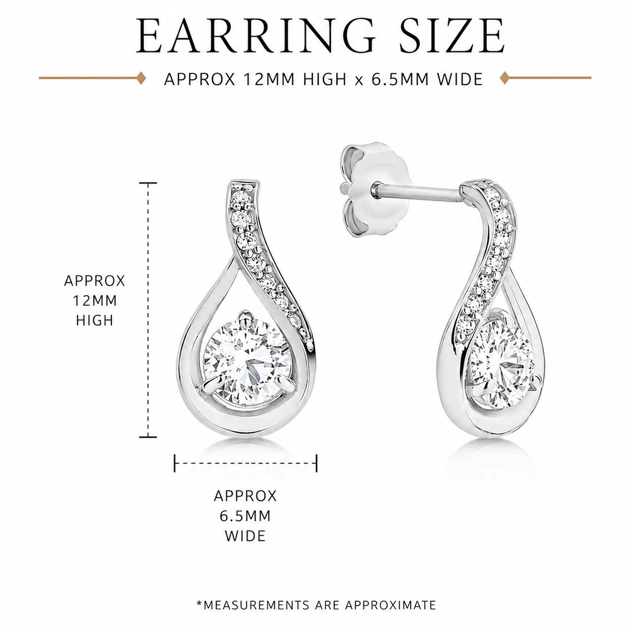 9ct white gold pear shape cubic zirconia stud earrings