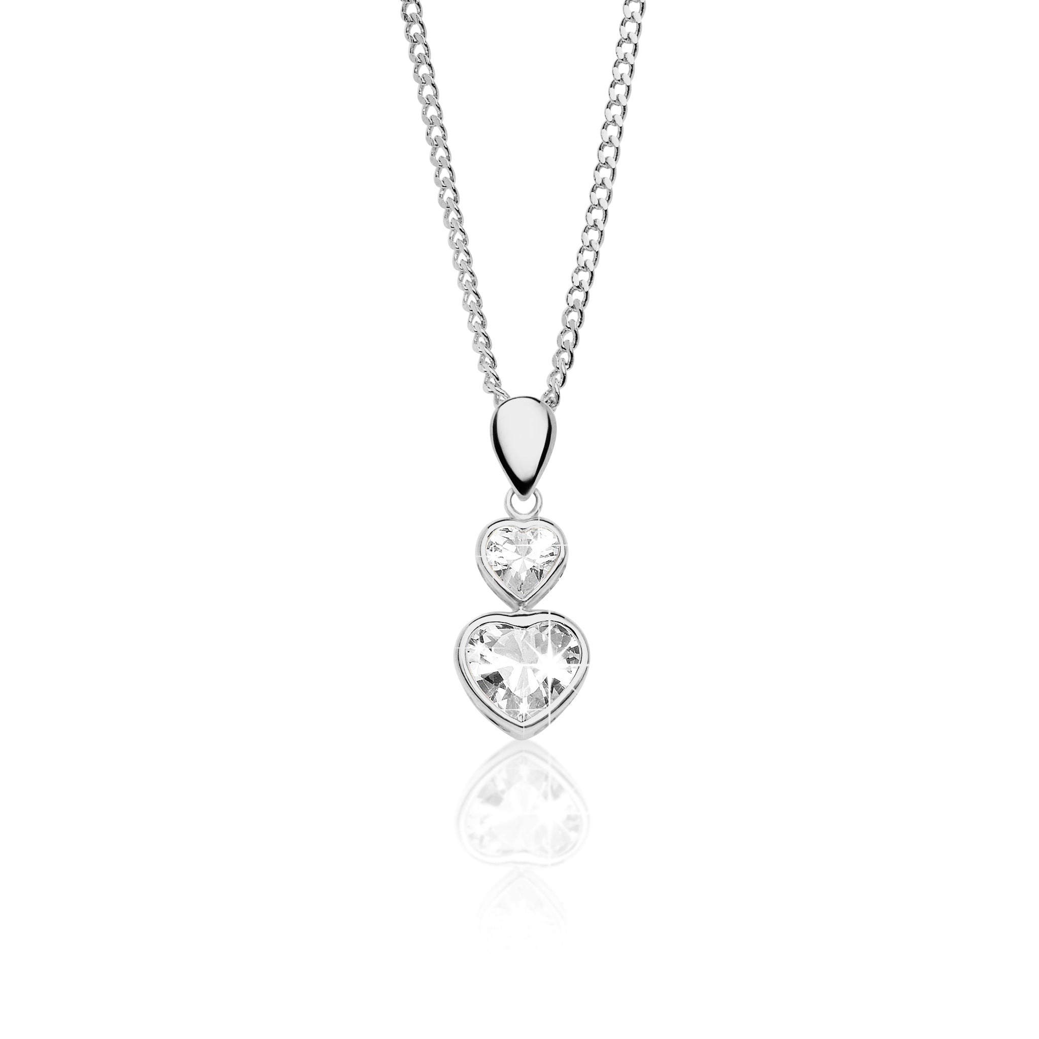 9ct white gold stone set heart cubic zirconia pendant