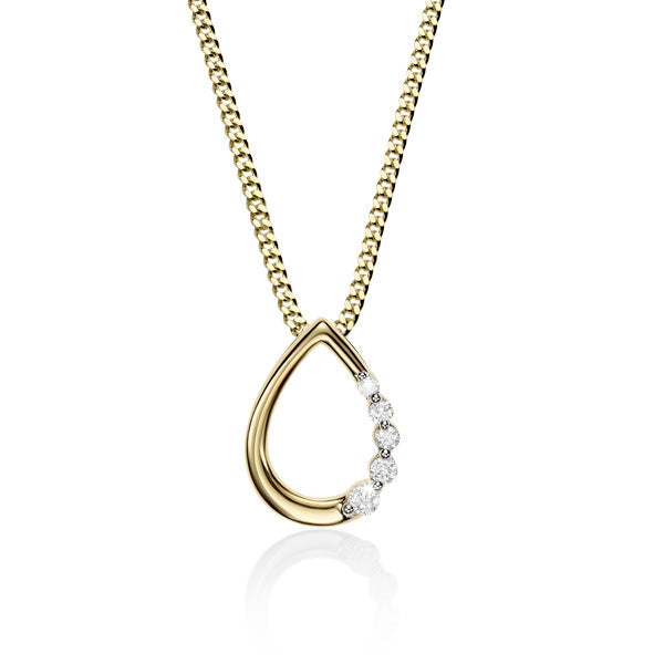 9ct yellow gold 0.05ct diamond pear shape slider pendant