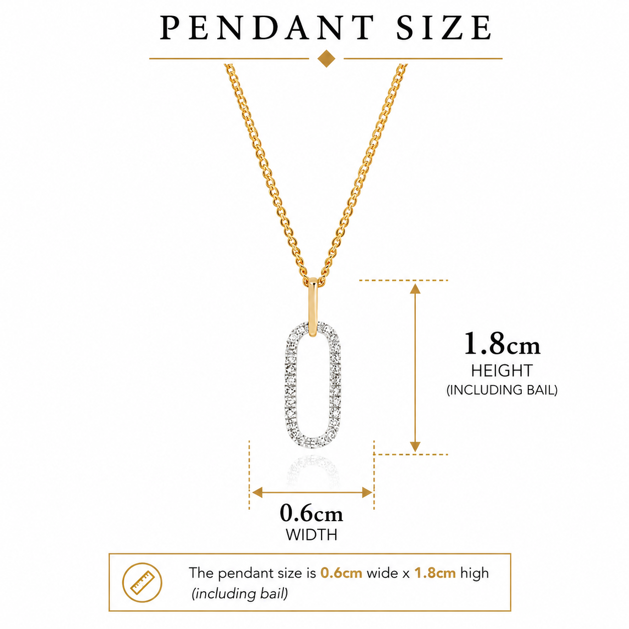 9ct yellow gold 0.10ct Diamond Paperclip Pendant