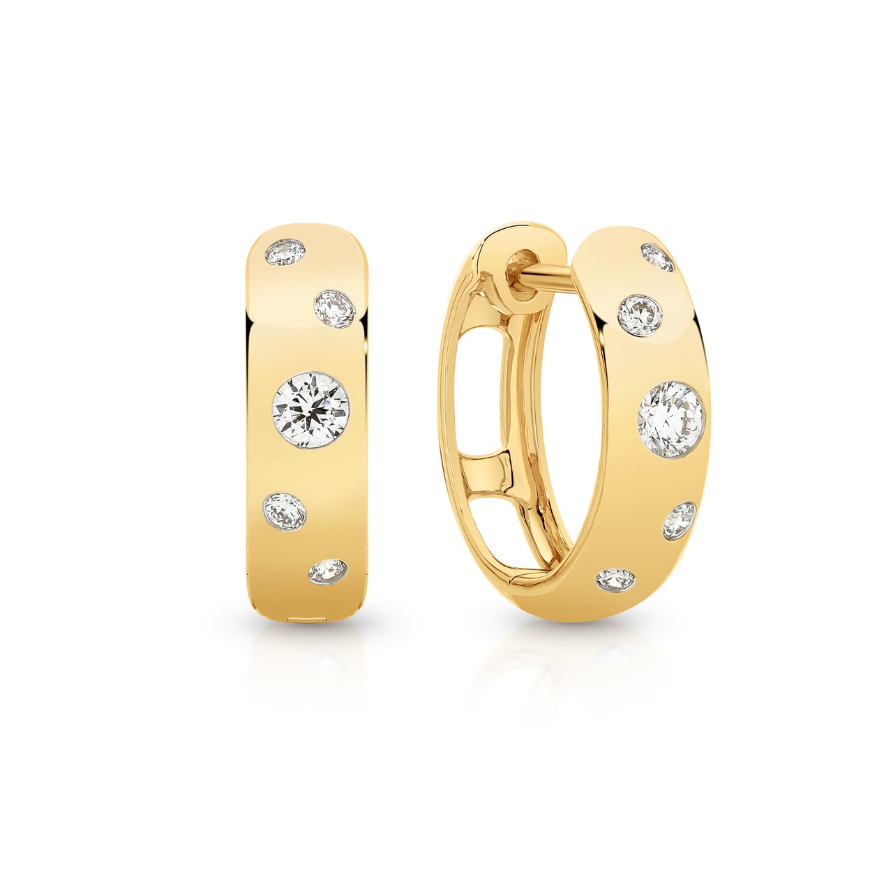 9ct yellow gold 0.20ct lab grown diamond scatter pressure-set earrings