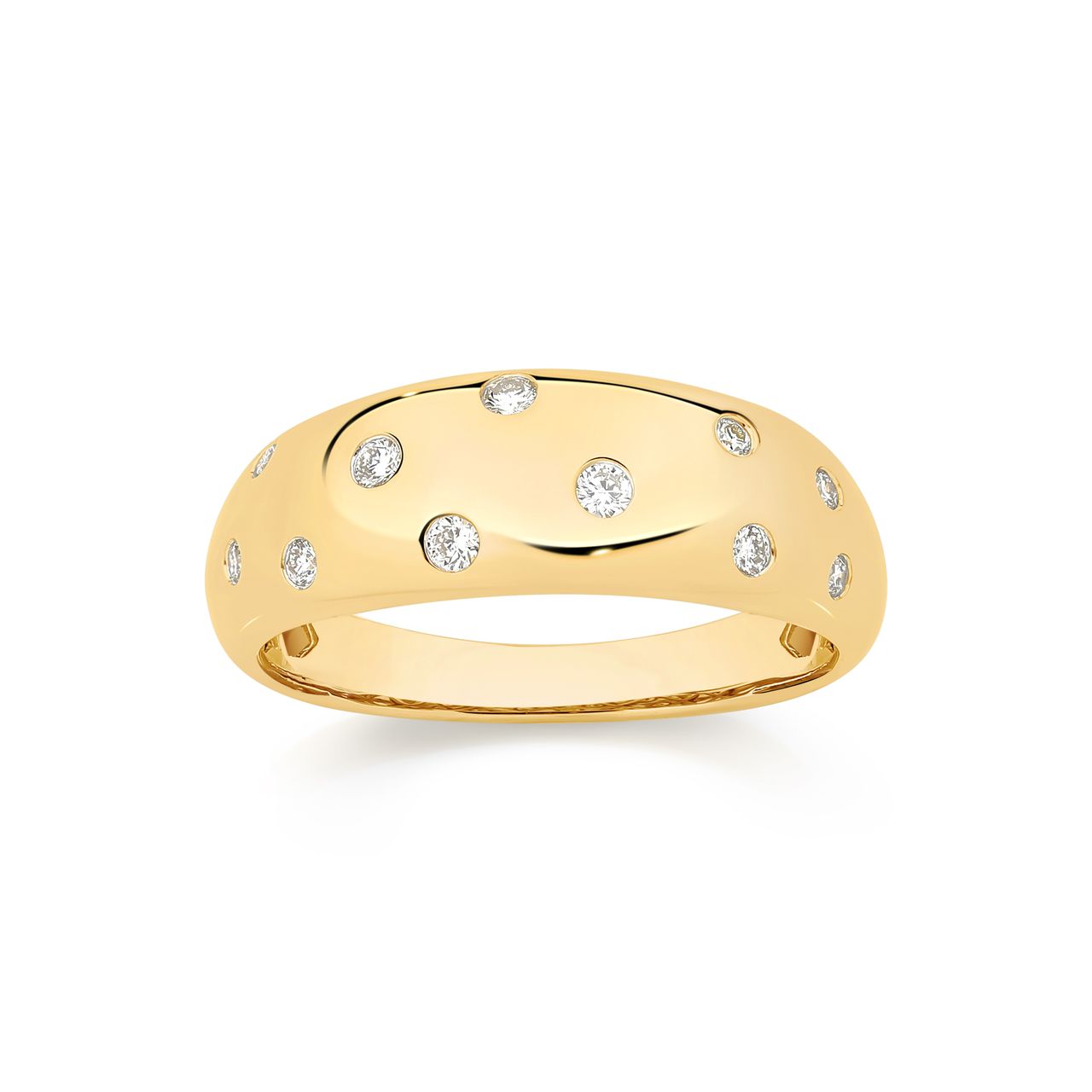 9ct yellow gold 0.20ct lab grown diamond scatter pressure-set ring