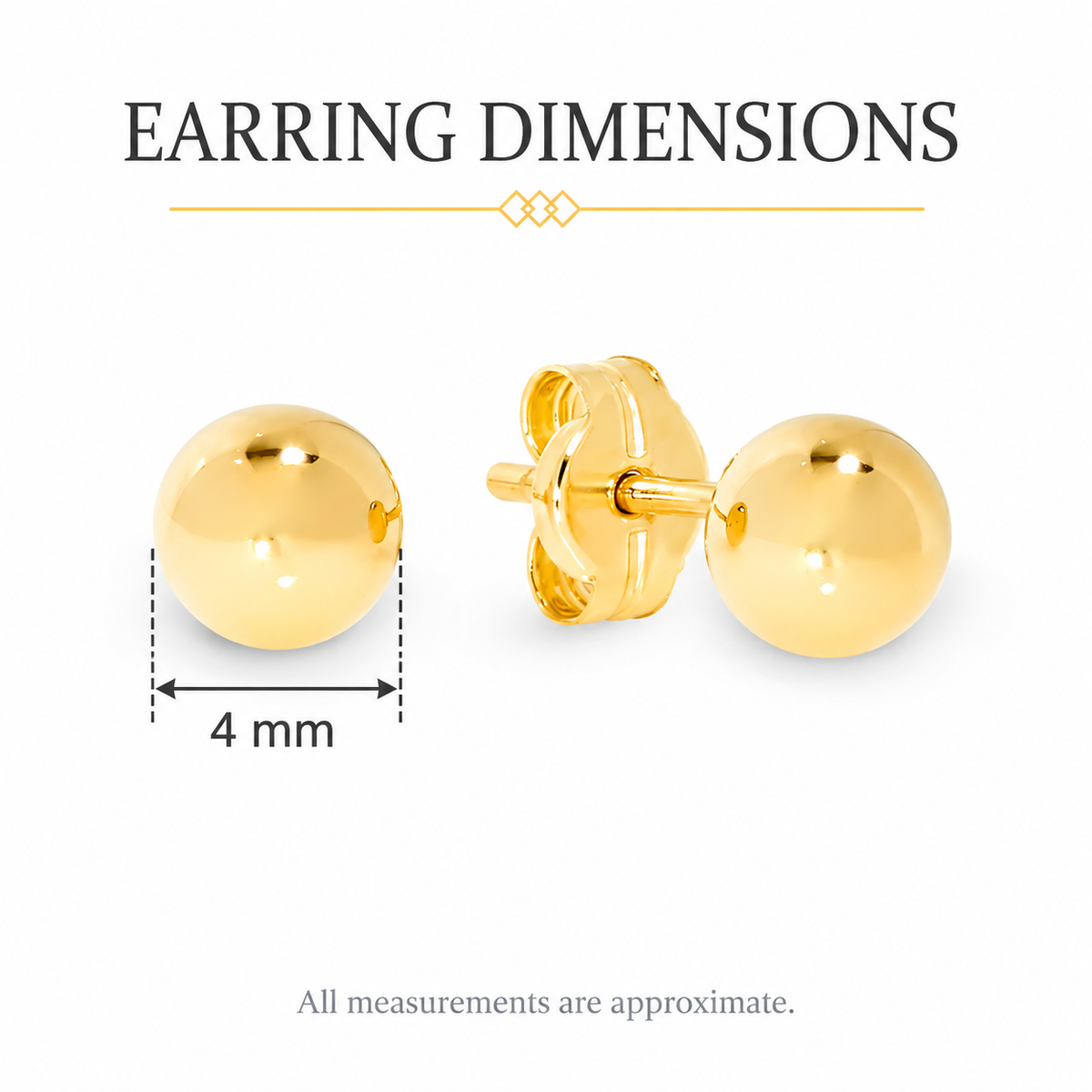 9ct yellow gold 4mm ball stud earrings