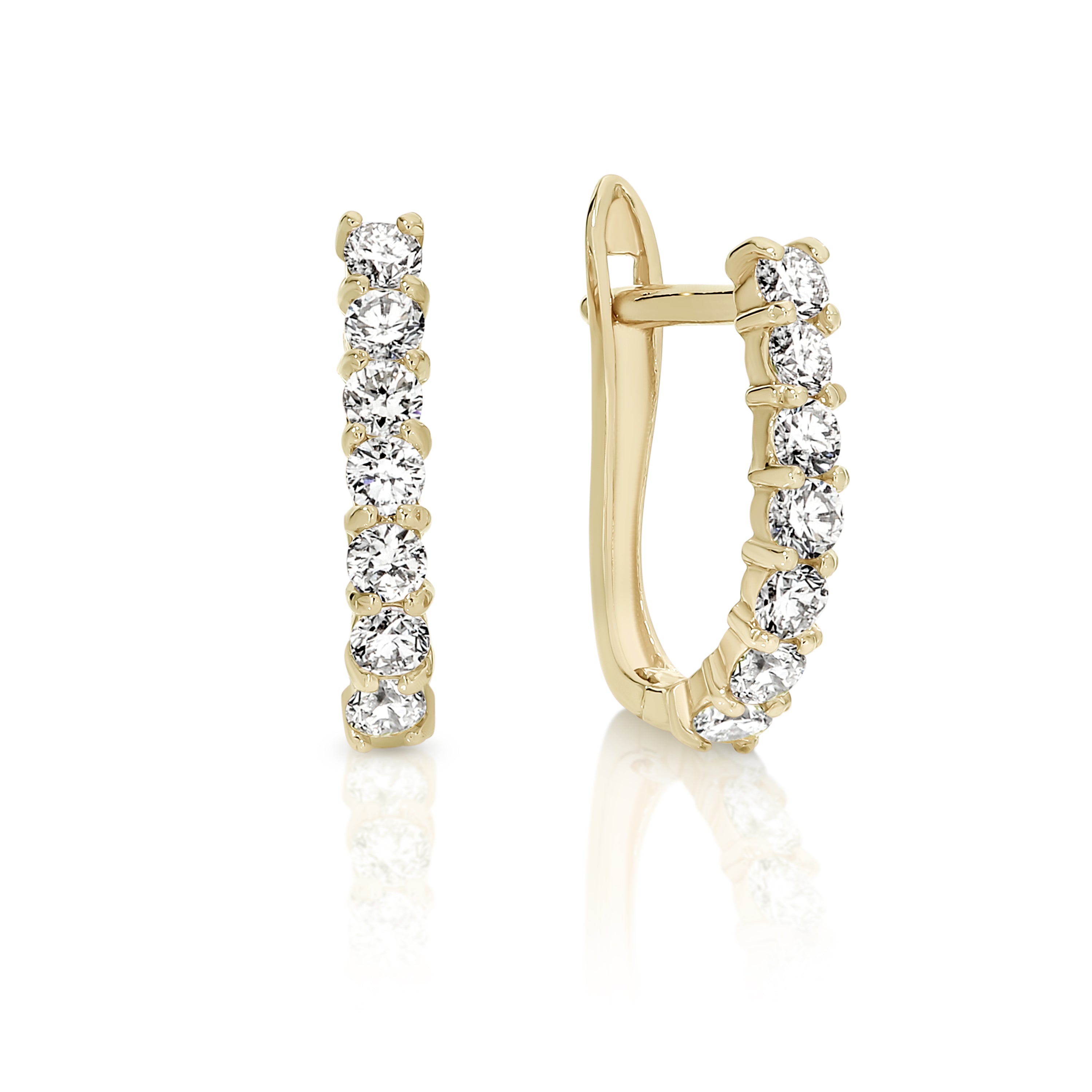 9ct yellow gold claw set cubic zirconia huggie earrings