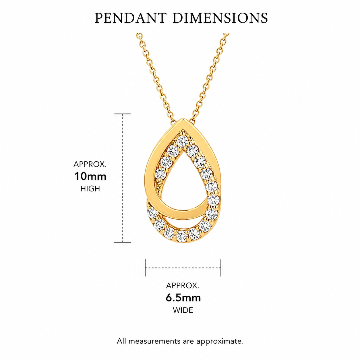 9ct yellow gold double pear cubic zirconia slider pendant