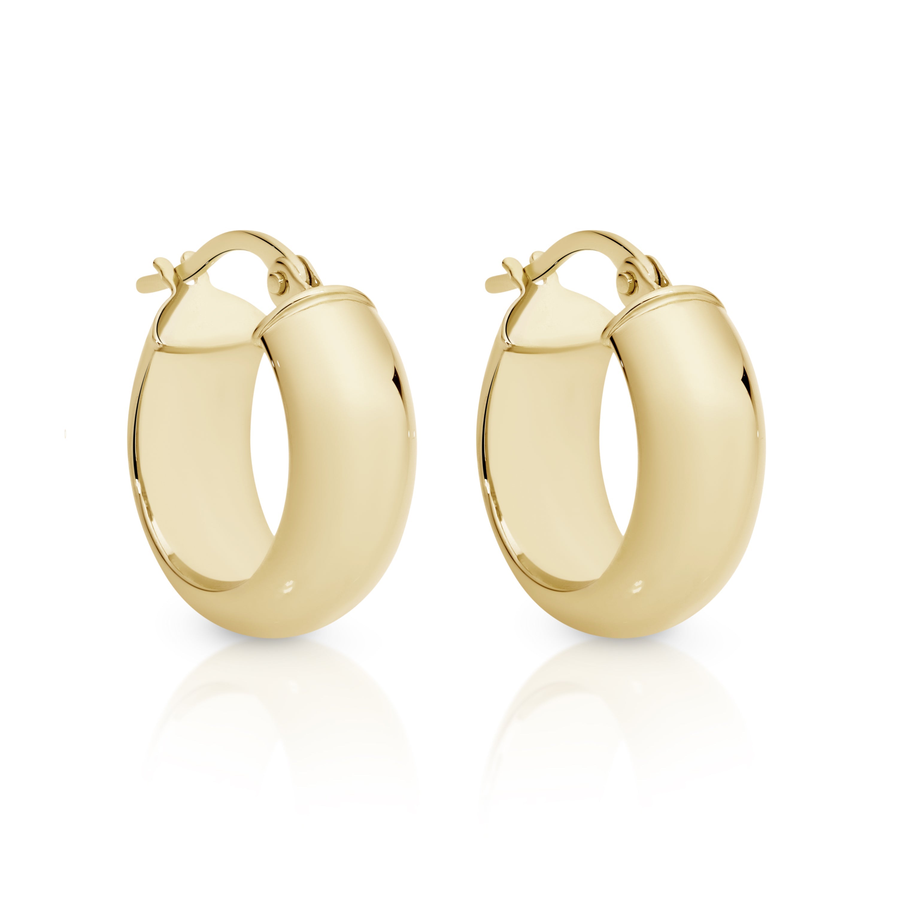 9ct yellow gold thick dome 10mm hoop earrings