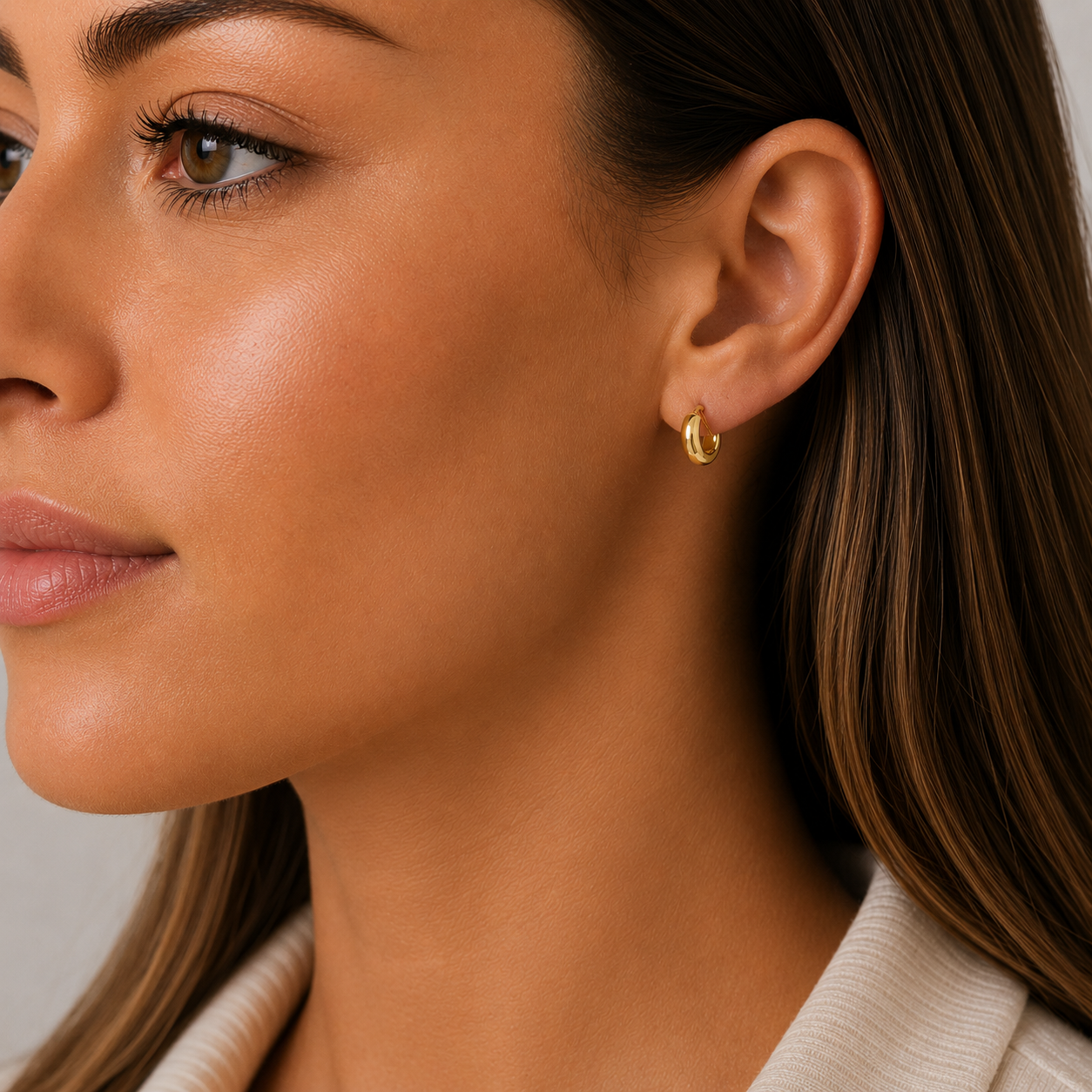 9ct yellow gold thick dome 10mm hoop earrings