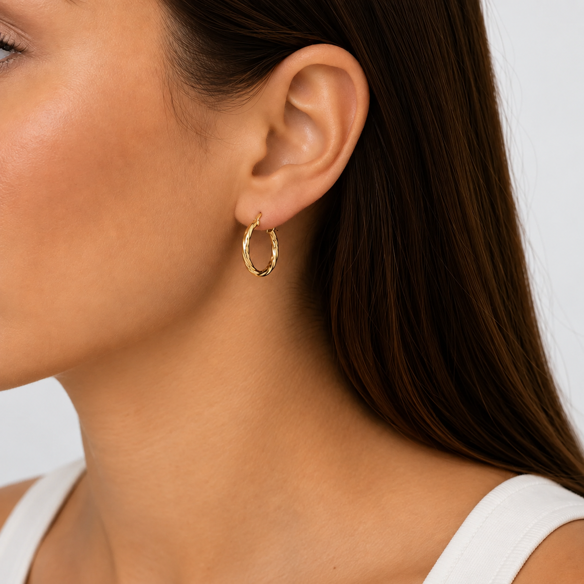 9ct yellow gold twist 20mm hoop earrings