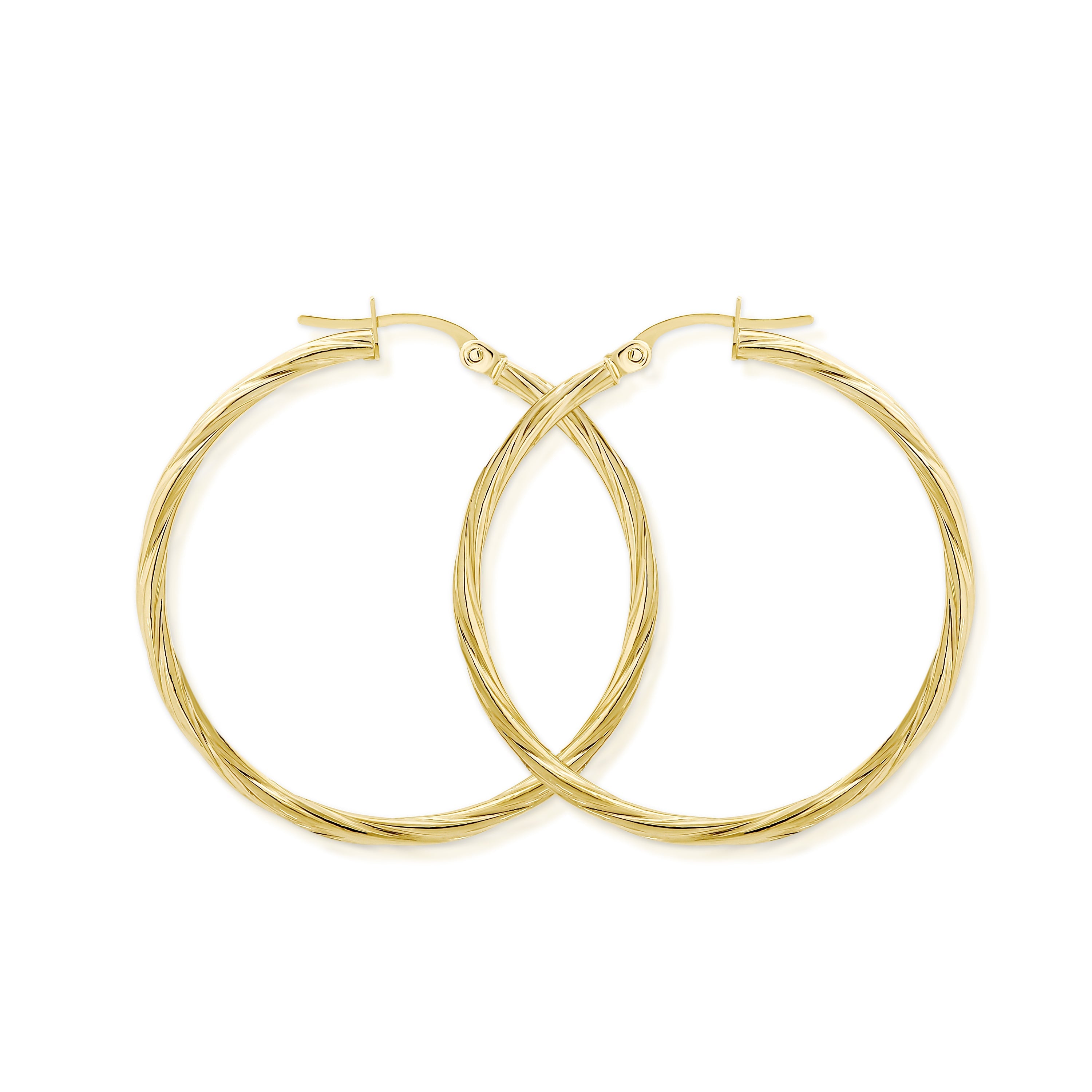 9ct yellow gold twist 30mm hoop earrings