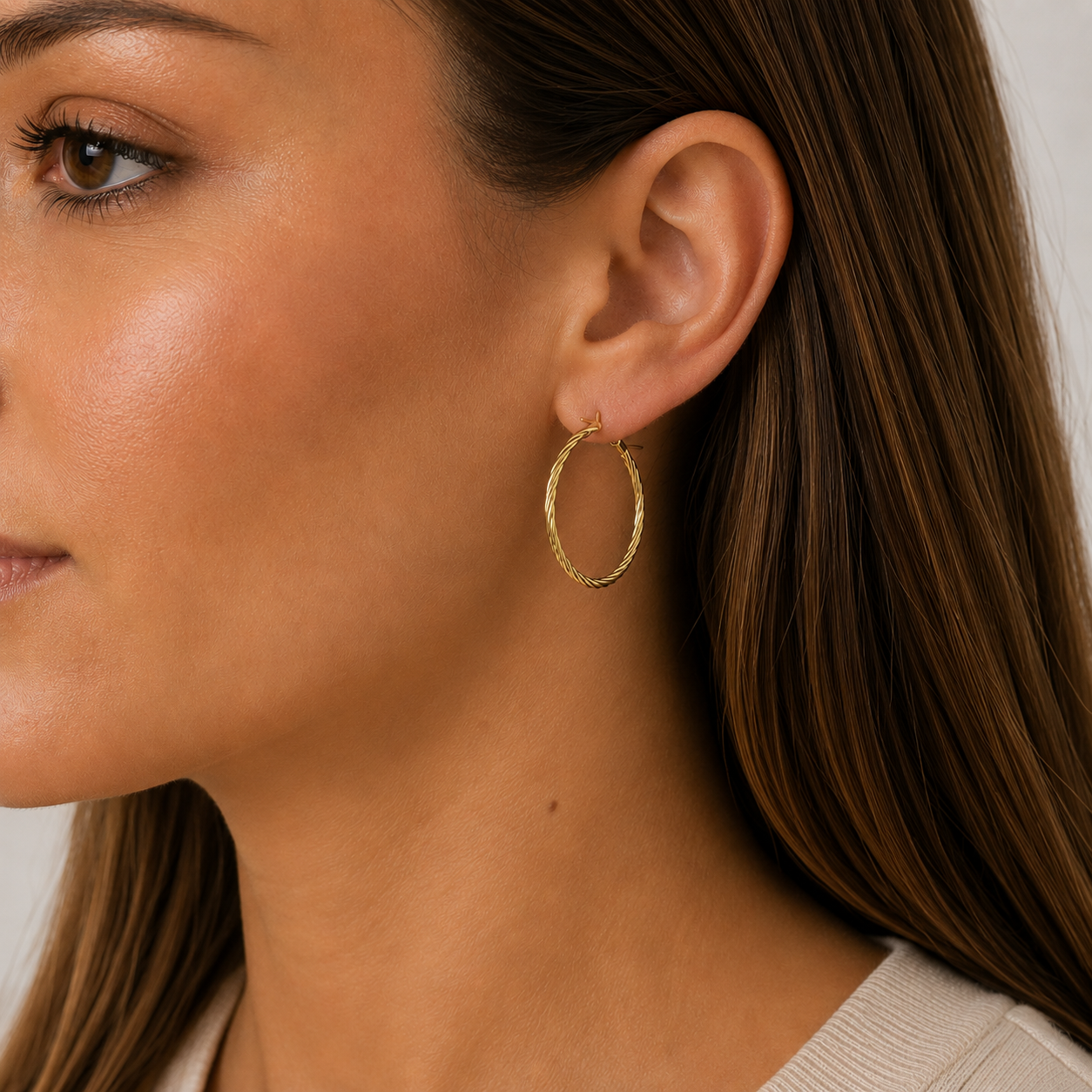 9ct yellow gold twist 30mm hoop earrings