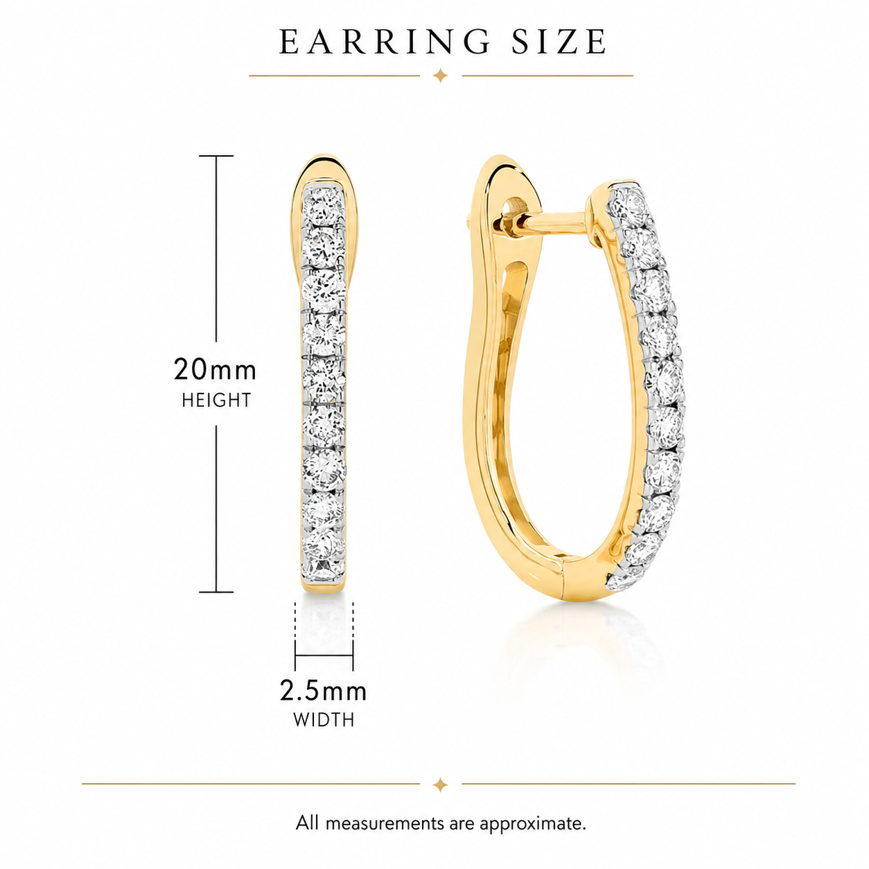 9ct yellow gold lab grown diamond huggie earrings
