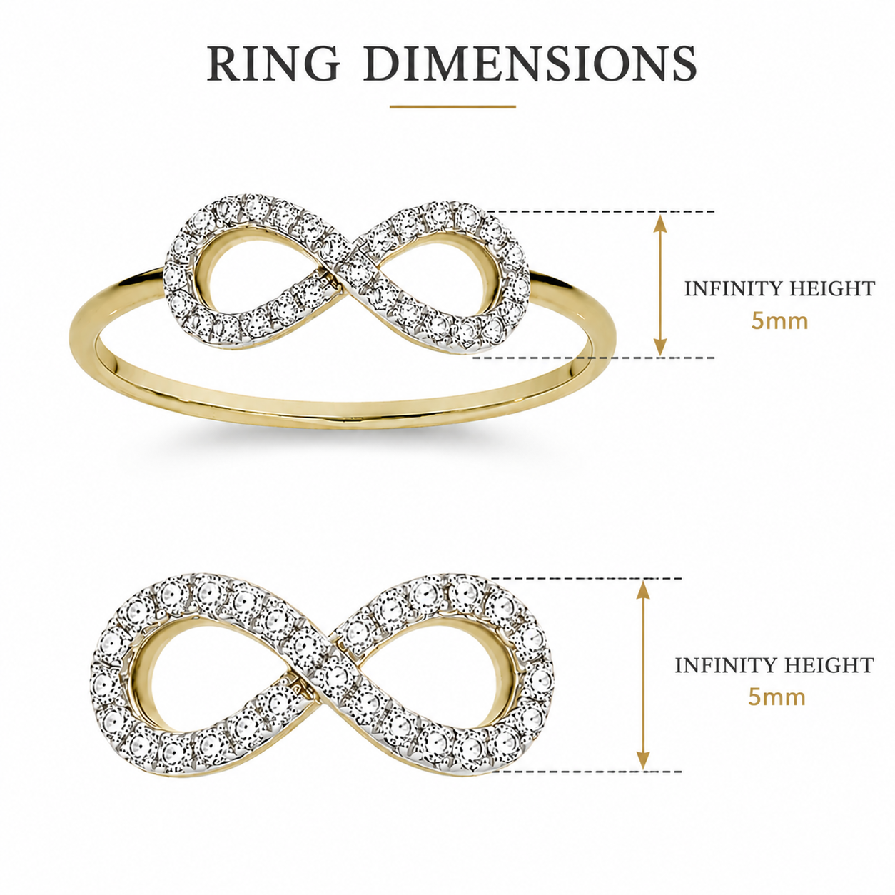 9ct yellow gold diamond infinity ring