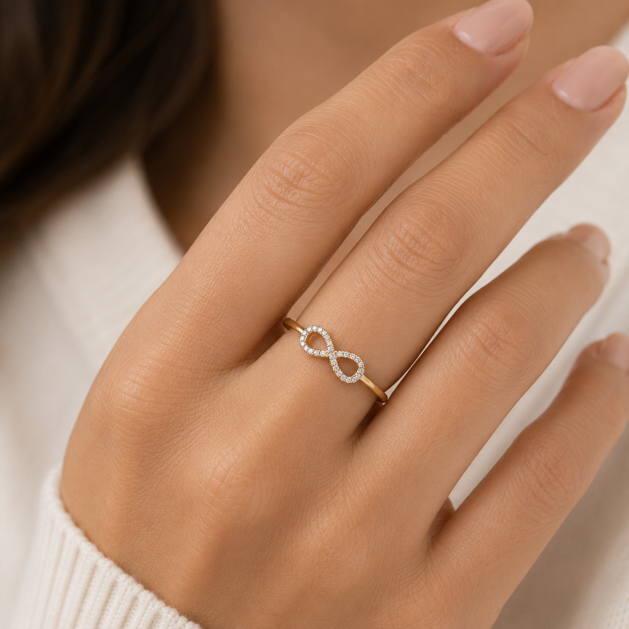 9ct yellow gold diamond infinity ring