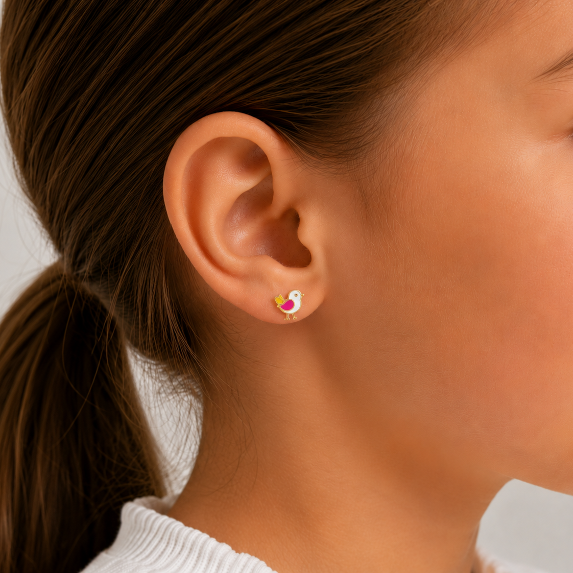 9ct gold enamel bird studs