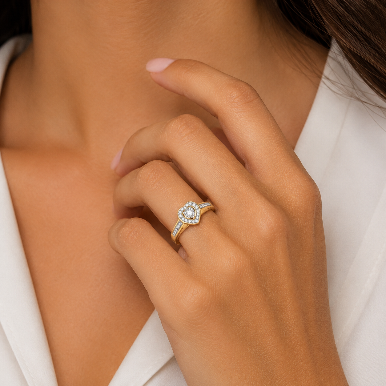 9ct Yellow Gold 0.15ct diamond heart ring