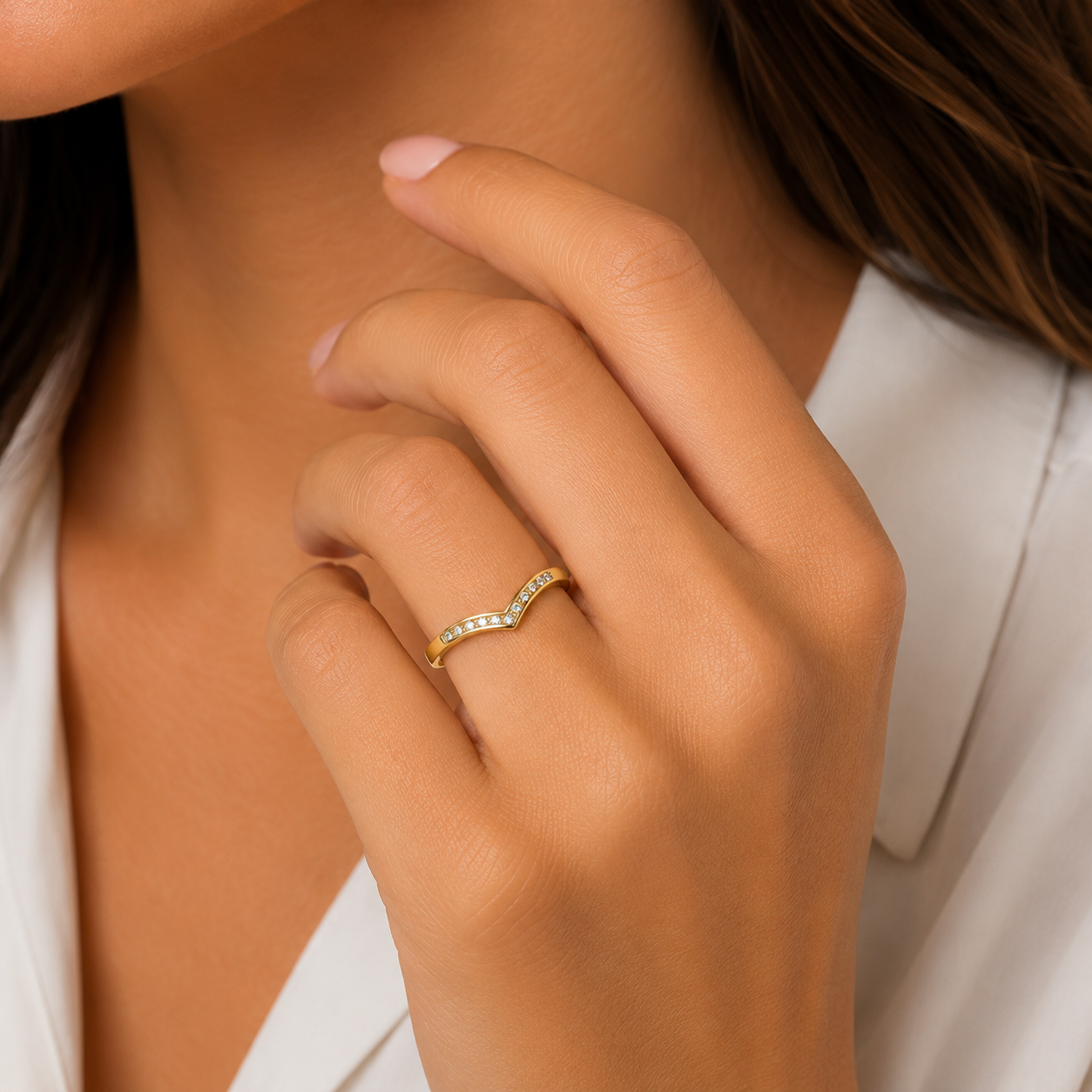 9ct yellow gold 0.05ct diamond wish ring